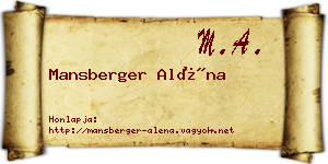 Mansberger Aléna névjegykártya